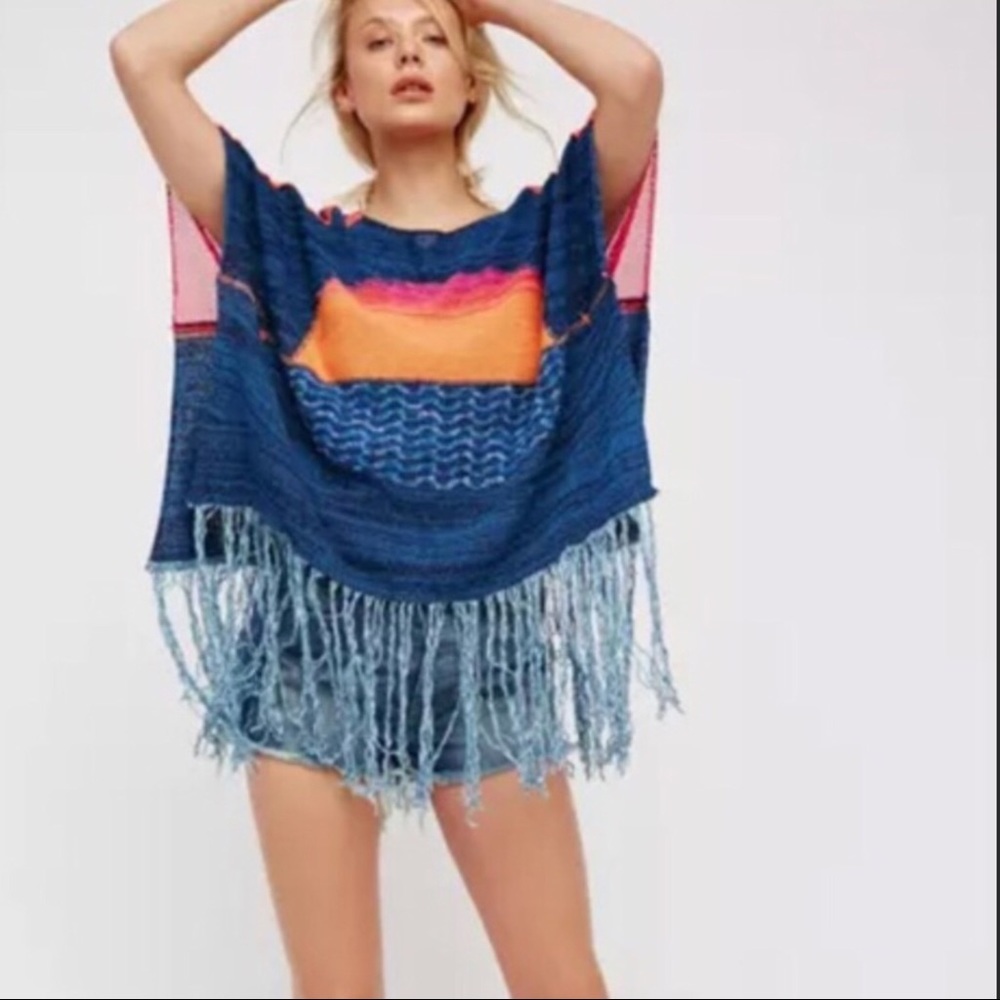 Free People Sunset Fringe Poncho, XS/S, M/L NWT - Picture 5 of 8